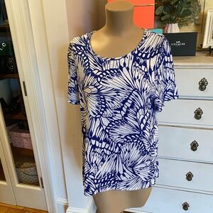 Chico's Royal Blue and White Tee - Size 1